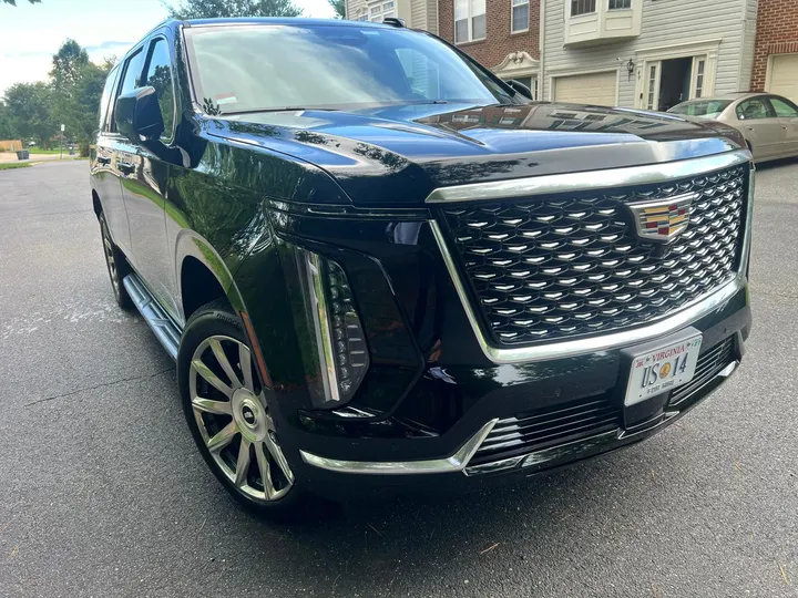 Original black Cadillac Escalade US 14 in a front three-quarter view
