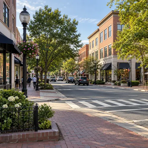 Leafy local Northern Virginia streets and modest office buildings