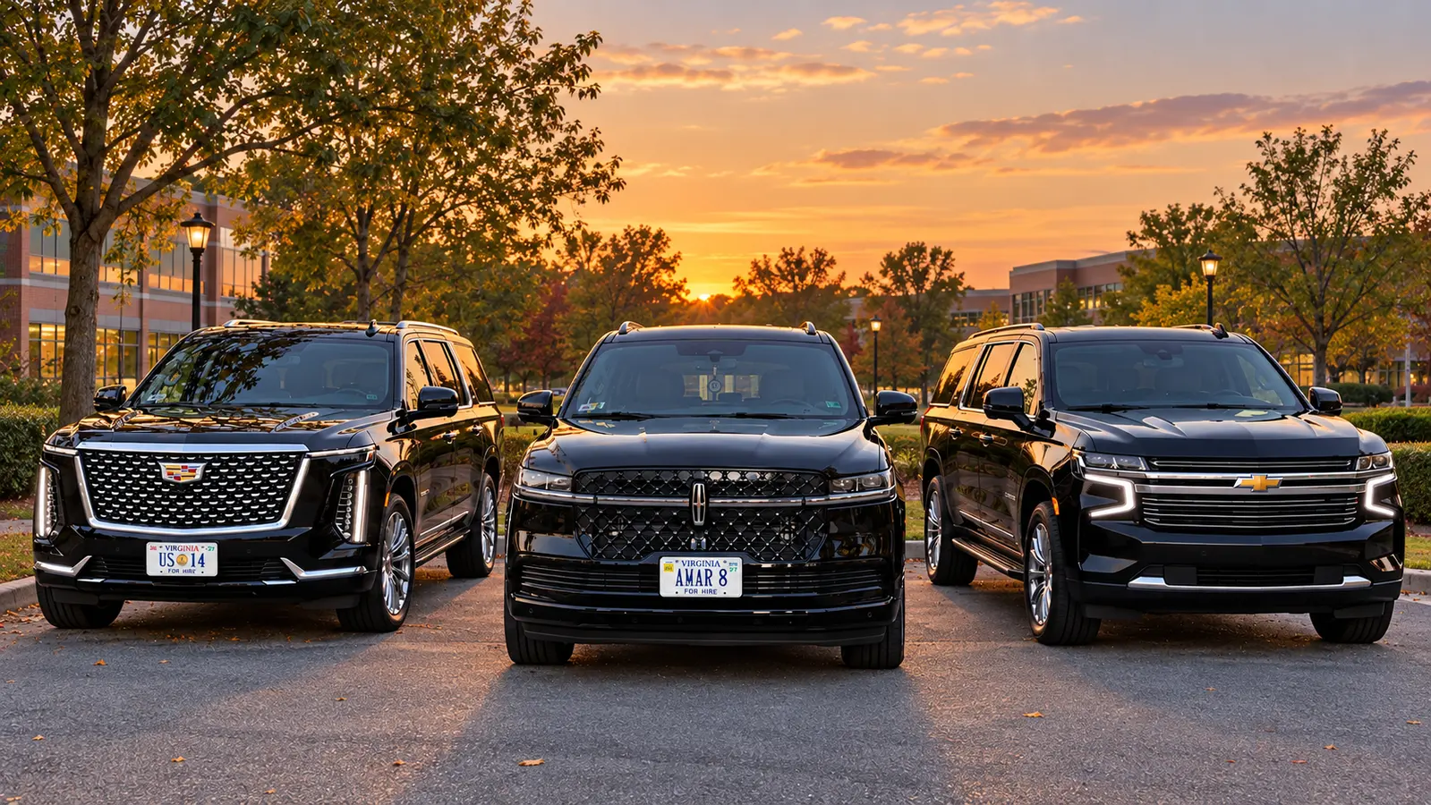 Client-reference Lincoln AMAR 8, Cadillac US 14 and Chevrolet Suburban at a modest Northern Virginia pickup location