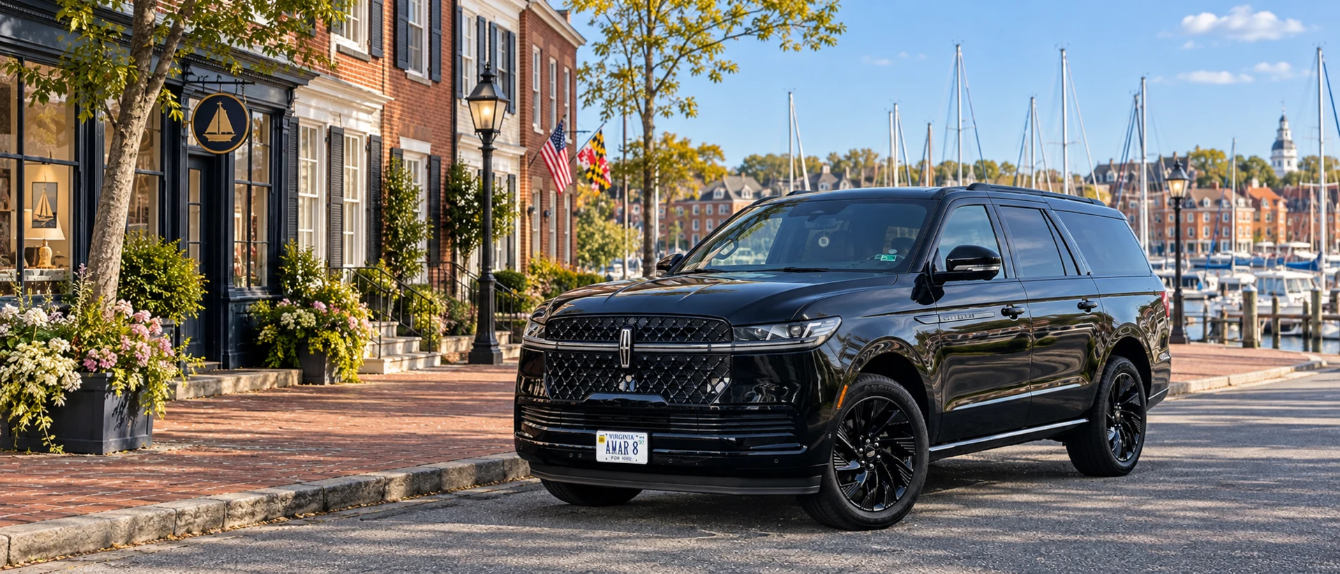 Client-reference Lincoln Navigator L near Annapolis City Dock, Maryland