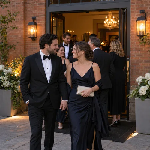 Guests arriving for a formal reception at a local event hall
